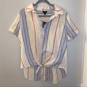 Button up and tie blouse